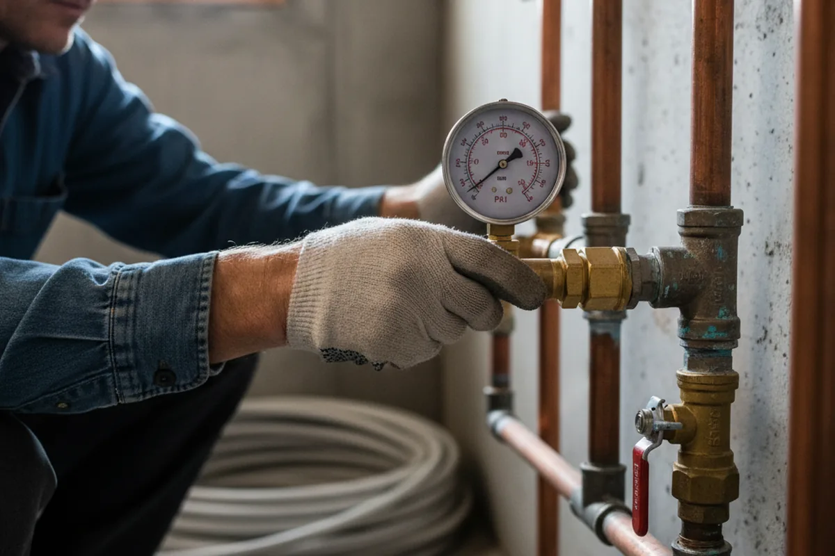 Pressure testing a repaired line during Water Line Repair in Roundup